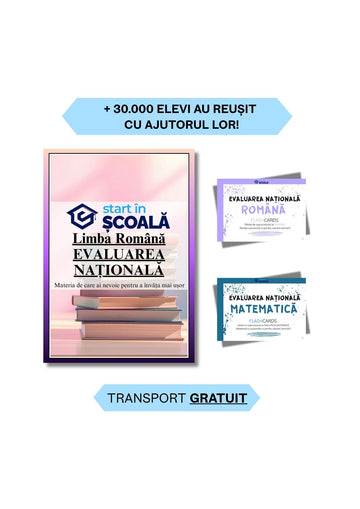 Evaluare Națională Pachet- Română Manual + Flashcard-uri Română & Mate