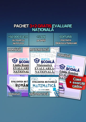 3+2 GRATUIT Pachet Evaluare Națională - Manuale Română & Mate + Flashcard-uri + Caiet Exerciții Română