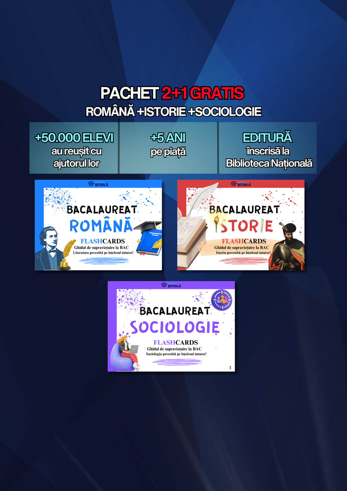 2+1 GRATUIT BAC - Română + Istorie + Sociologie
