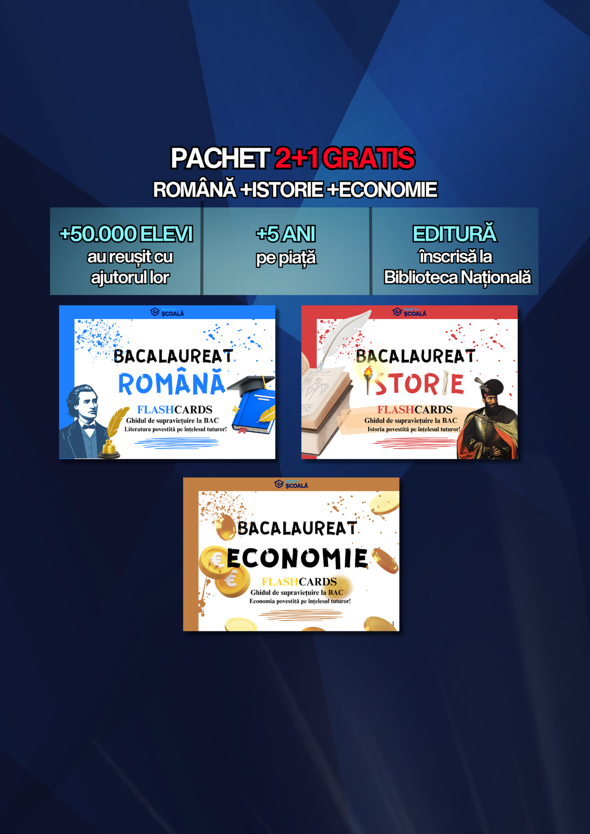 2+1 GRATUIT BAC - Română + Istorie + Economie