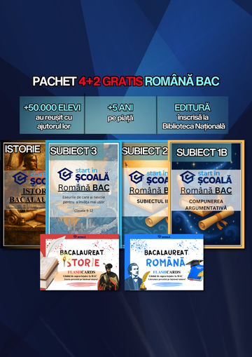 Pachet Complet BAC 6 Culegeri - Manuale ( Eseuri, Subiect 1B, Subiectul 2, Istorie) + Flashcarduri Română și Istorie