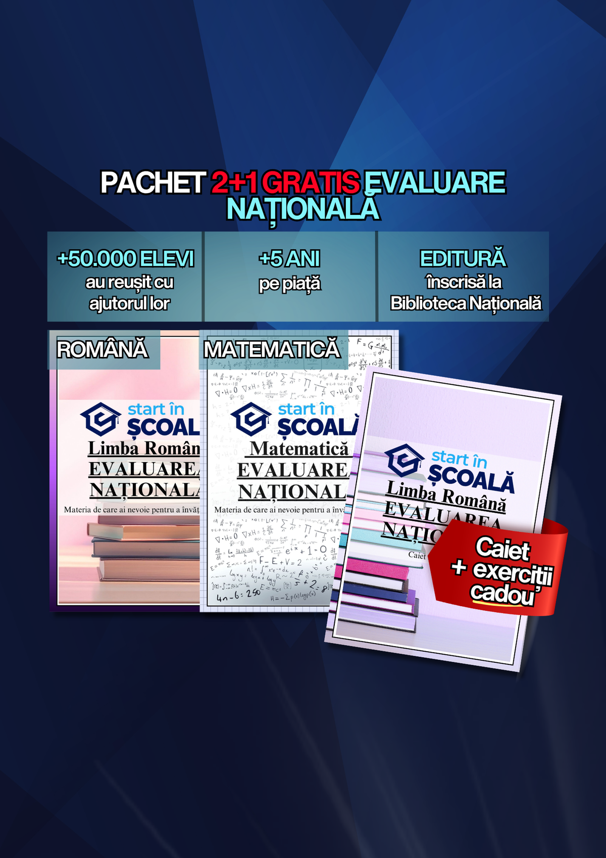 2+1 GRATUIT Evaluare - Manuale Română + Mate + CADOU:Caiet Exerciții Română