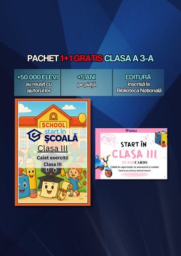 Pachet 1+1 GRATIS Clasa 3: Caiet de exerciții + Flashcard