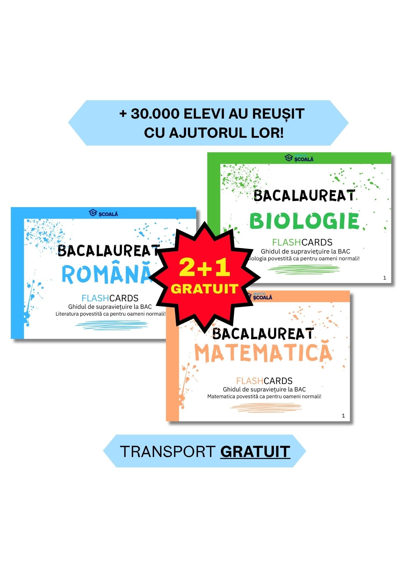 2+1 GRATUIT BAC REAL Pachet Complet - Română + Matematică + Bio