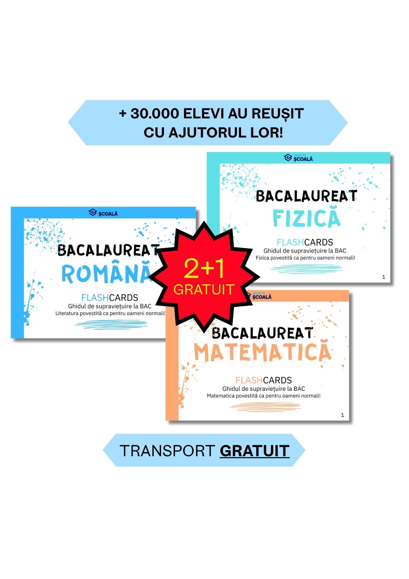 2+1 GRATUIT BAC REAL Pachet Complet - Română + Matematică + Fizică