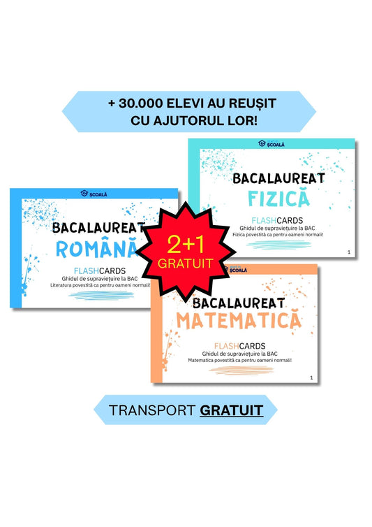 2+1 GRATUIT BAC REAL Pachet Complet - Română + Matematică + Fizică