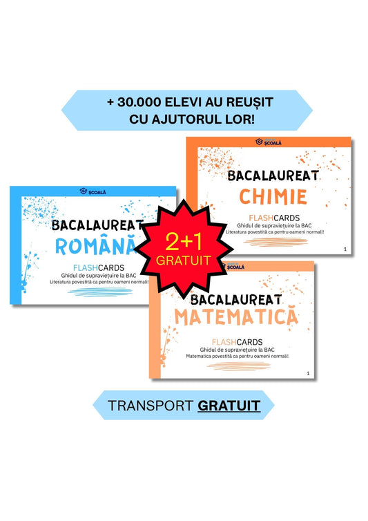 2+1 GRATUIT BAC REAL Pachet Complet - Română + Matematică + Chimie