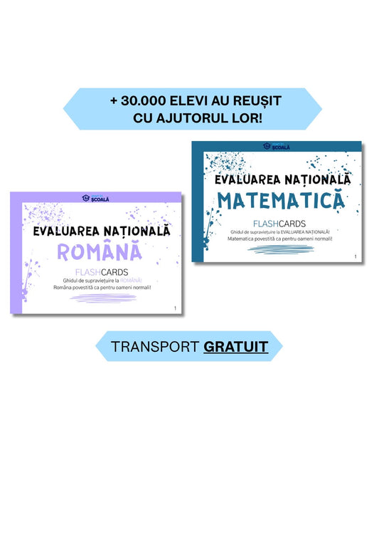 Evaluare Națională Pachet - Flashcard-uri Română + Matematică