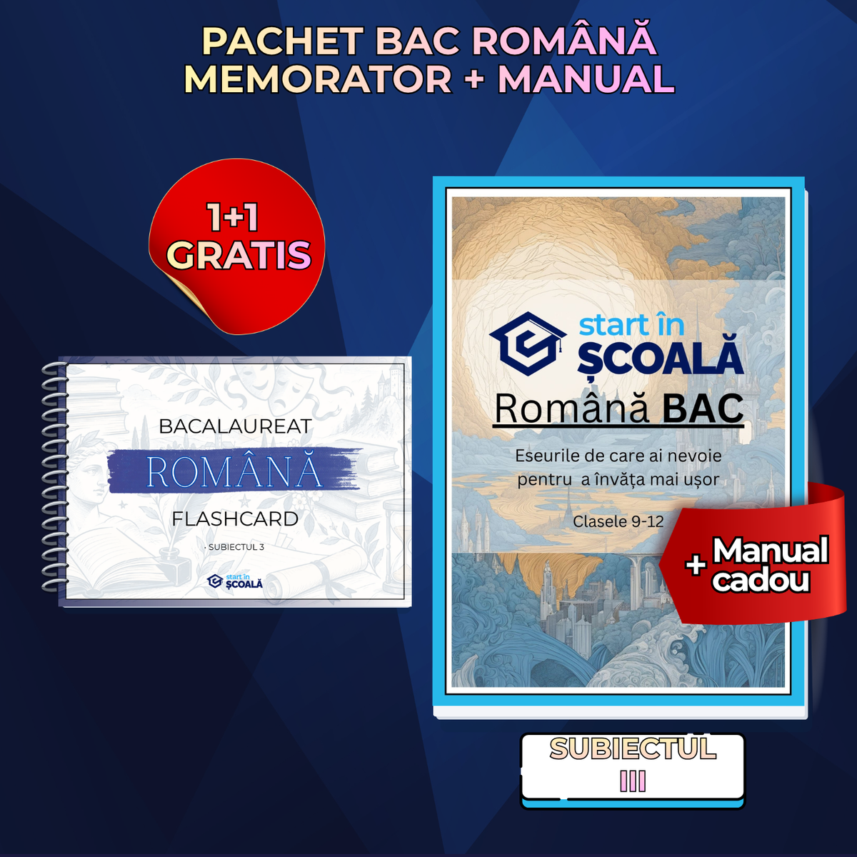Pachet Română Manual Eseuri + Flashcard