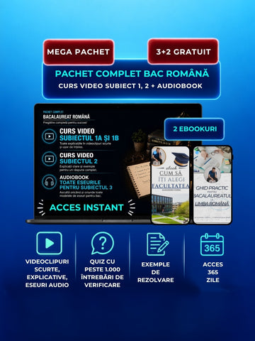 Pachet 3+2 GRATIS: Curs Sub 1A+1B+S2+Audiobook Eseuri+1.000 QUIZ-URI+2 EBOOK-URI