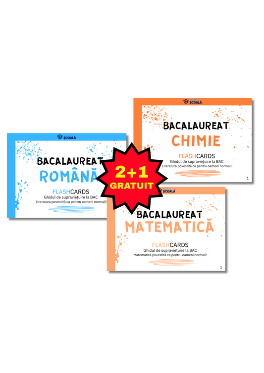 2+1 GRATUIT BAC REAL Pachet Complet - Română + Matematică + Chimie