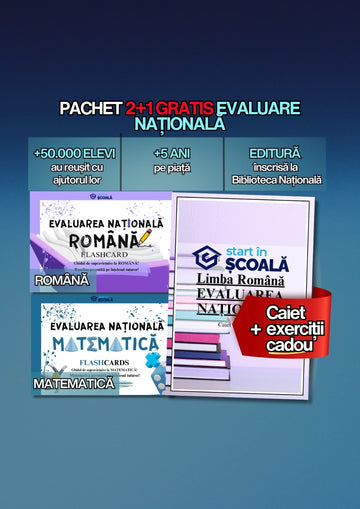 2+1 GRATUIT Evaluare - Flashcard-uri Română + Mate + CADOU:Caiet Exerciții Română