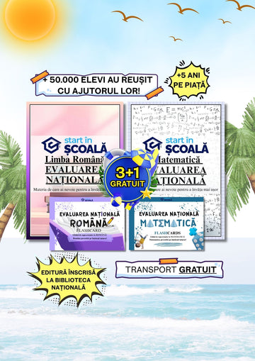 3+1 GRATUIT Pachet Evaluare Națională - Manuale Română & Mate + Flashcard-uri